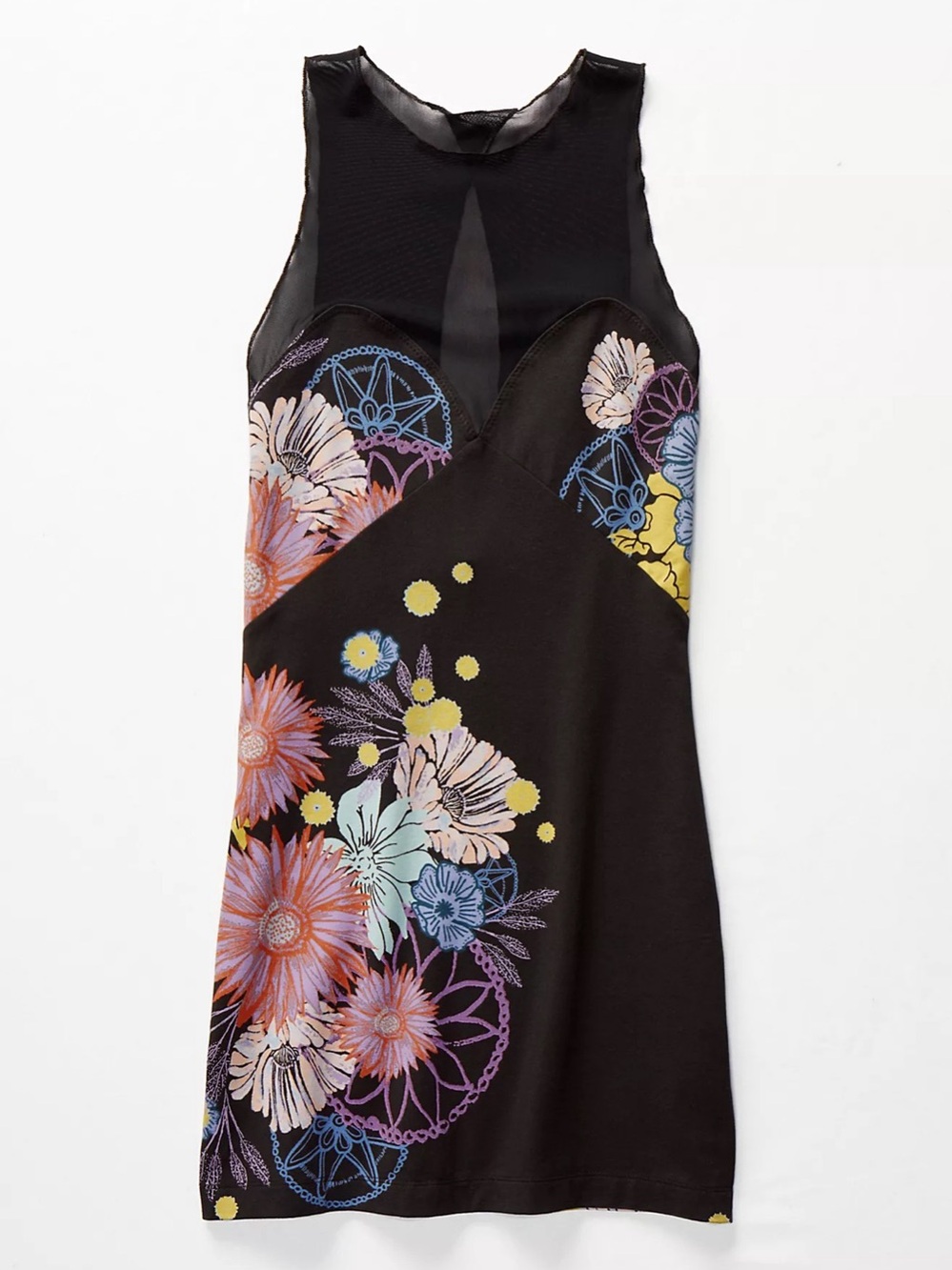 Free People Ikebana Bodycon Mini Dress Black Mesh Sheer Y2K Open Back High Neck - Picture 5 of 9